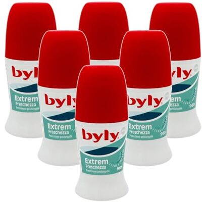 BYLY Deodorante Unisex Extrem Roll-On 50 ml – Freschezza Intensa, Protezione Prolungata 96H, Anti-Odore, Dermatologicamente Testato (Extrem Freschezza 6 Unità) BYLY Deodorante Unisex Extrem Roll-On 50 ml – Freschezza Intensa, Protezione Prolungata 96H, Anti-Odore, Dermatologicamente Testato (Extrem Freschezza 6 Unità)