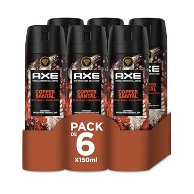 AXE Confezione risparmio deodorante spray per uomo Copper Santal Fragranza Premium 6 x 150 ml AXE Confezione risparmio deodorante spray per uomo Copper Santal Fragranza Premium 6 x 150 ml