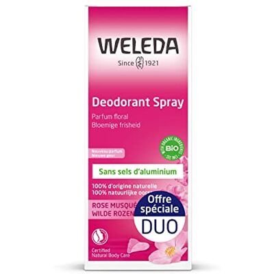 Weleda Duo Deodorante spray rosa, senza sali di alluminio, efficacia rinforzata, 2 x 100 ml Weleda Duo Deodorante spray rosa, senza sali di alluminio, efficacia rinforzata, 2 x 100 ml