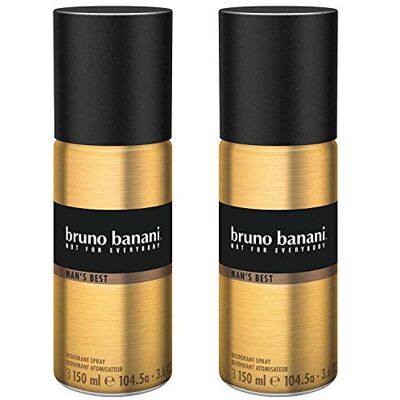 Bruno Banani Man's Best Deodorante Body Spray, maschile, confezione da 2 (2 x 150 ml) Bruno Banani Man's Best Deodorante Body Spray, maschile, confezione da 2 (2 x 150 ml)