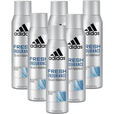 Adidas Fresh Endurance Deodorante Antitraspirante Spray, 150 ml, Protezione 72H, Tecnologia Heat Activated Body Response, Anti-Odore e Anti-Sudore, per Sport (6) Adidas Fresh Endurance Deodorante Antitraspirante Spray, 150 ml, Protezione 72H, Tecnologia Heat Activated Body Response, Anti-Odore e Anti-Sudore, per Sport (6)