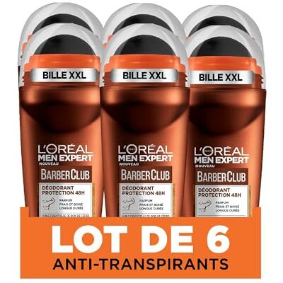 L'Oreal Paris Barberclub Deodorante a sfera da uomo, 50 ml, confezione da 6 L'Oreal Paris Barberclub Deodorante a sfera da uomo, 50 ml, confezione da 6