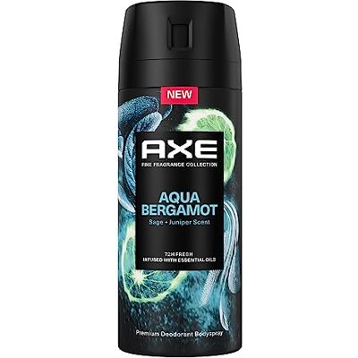 AXE Fine Fragrance Collection Aqua Bergamot Premium Deodorant Bodyspray, 72 ore di protezione efficace con profumo di lusso 150 ml AXE Fine Fragrance Collection Aqua Bergamot Premium Deodorant Bodyspray, 72 ore di protezione efficace con profumo di lusso 150 ml