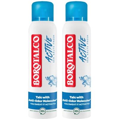 Borotalco Active Deodorante Uomo Anti-Odore Con Talco Al Profumo Di Sali Marini Spray 48H 150 Ml (2) Borotalco Active Deodorante Uomo Anti-Odore Con Talco Al Profumo Di Sali Marini Spray 48H 150 Ml (2)