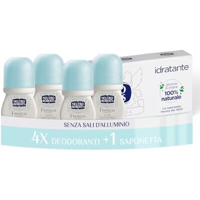 NEUTRO ROBERTS , Deodorante Roll On Fresco Classico, Zero Sali di Alluminio, Zero Macchie, Con Puro Olio di Glicerina, Deodorante Uomo e Donna, Plastica 100% riciclata, 48h 4 Pezzi da 50 ml NEUTRO ROBERTS , Deodorante Roll On Fresco Classico, Zero Sali di Alluminio, Zero Macchie, Con Puro Olio di Glicerina, Deodorante Uomo e Donna, Plastica 100% riciclata, 48h 4 Pezzi da 50 ml