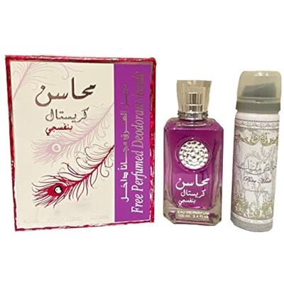 Lattafa Spray Mahasin Crystal Violet 100 Ml With Deo Lattafa Spray Mahasin Crystal Violet 100 Ml With Deo