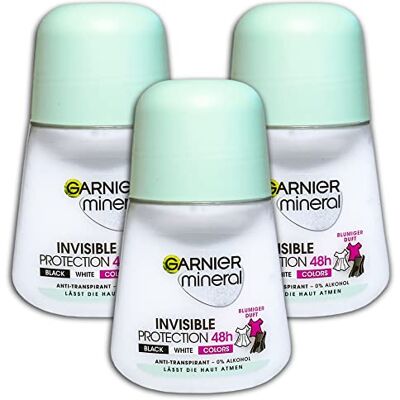 Garnier Mineral Invisible Black,White & Colors Roll-on Anti Transpirant 3 x 50 ml Garnier Mineral Invisible Black,White & Colors Roll-on Anti Transpirant 3 x 50 ml