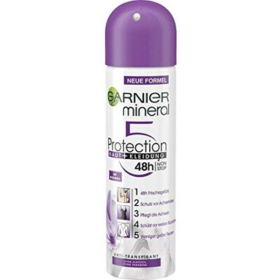 Garnier Mineral Deodorante Protect Ion5 Pelle + abbigliamento – Deo Spray Donna 48H (6 X 150 ML) Garnier Mineral Deodorante Protect Ion5 Pelle + abbigliamento – Deo Spray Donna 48H (6 X 150 ML)