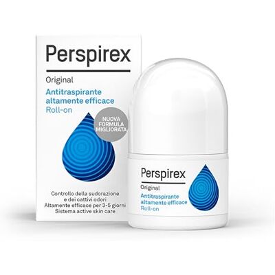 PERSPIREX Original Antitraspirante Ascelle Roll-on, Soluzione Efficace Contro la Sudorazione e gli Odori, Senza Profumazione, Formula Dermatologicamente Testata, Ideale per Uso Quotidiano, 20ml PERSPIREX Original Antitraspirante Ascelle Roll-on, Soluzione Efficace Contro la Sudorazione e gli Odori, Senza Profumazione, Formula Dermatologicamente Testata, Ideale per Uso Quotidiano, 20ml