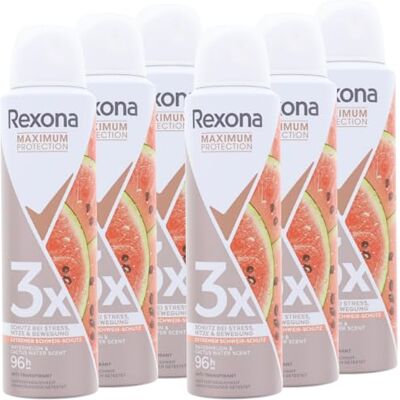 Rexona 6 deodoranti spray Maximum Protection, anguria e cactus, 150 ml ciascuno Rexona 6 deodoranti spray Maximum Protection, anguria e cactus, 150 ml ciascuno