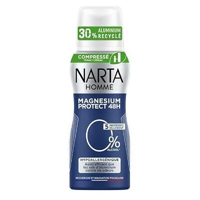 Narta Deodorante da uomo compresso magnesio Protect 48H 0% alcool 100ml Narta Deodorante da uomo compresso magnesio Protect 48H 0% alcool 100ml