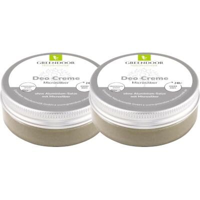 GREENDOOR Confezione risparmio da 2 deodoranti in crema micro-argento Vegano, 100 ml, nessun odore di sudore, deodorante senza alluminio, alcool, naturalmente senza esperimenti sugli animali GREENDOOR Confezione risparmio da 2 deodoranti in crema micro-argento Vegano, 100 ml, nessun odore di sudore, deodorante senza alluminio, alcool, naturalmente senza esperimenti sugli animali