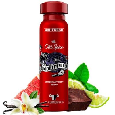 Old Spice Night Panther Deodorante Spray Corpo Uomo 150ml 48h Freschezza 0% Sali di Alluminio, Nessun residuo bianco e macchie gialle Old Spice Night Panther Deodorante Spray Corpo Uomo 150ml 48h Freschezza 0% Sali di Alluminio, Nessun residuo bianco e macchie gialle