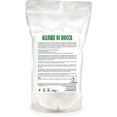 EKO "MADE IN ITALY" Allume di Rocca, Allume di Potassio in polvere busta 500g Deodorante Naturale EKO "MADE IN ITALY" Allume di Rocca, Allume di Potassio in polvere busta 500g Deodorante Naturale