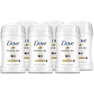 Dove , Deodorante Invisible Dry Stick, Deodorante Antitraspirante in Stick, con 1/4 Crema Idratante, Zero Macchie, Protezione Fino a 48 Ore, con Olio Nutriente, Deodorante Uomo e Donna, 6 Pezzi da 40ml Dove , Deodorante Invisible Dry Stick, Deodorante Antitraspirante in Stick, con 1/4 Crema Idratante, Zero Macchie, Protezione Fino a 48 Ore, con Olio Nutriente, Deodorante Uomo e Donna, 6 Pezzi da 40ml