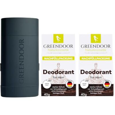 GREENDOOR Deodorante Refill System Starter Pack da uomo, deodorante ricaricabile senza alluminio, protezione sicura e forte, ABS ad alta resistenza in forma monolitica elegante, custodia antracite GREENDOOR Deodorante Refill System Starter Pack da uomo, deodorante ricaricabile senza alluminio, protezione sicura e forte, ABS ad alta resistenza in forma monolitica elegante, custodia antracite