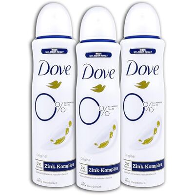 Dove Confezione da 3 deodorante spray con complesso di zinco, deodorante originale, 3 x 150 ml Dove Confezione da 3 deodorante spray con complesso di zinco, deodorante originale, 3 x 150 ml