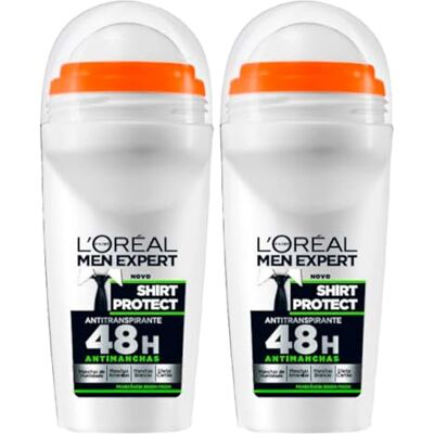 L'Oreal Men Expert Shirt Protect Deodorante Roll-On Anti-Traspirante Protezione 48h con Tecnologia Anti-Traccia Fresca Fragranza 2 Flaconi da 50ml L'Oreal Men Expert Shirt Protect Deodorante Roll-On Anti-Traspirante Protezione 48h con Tecnologia Anti-Traccia Fresca Fragranza 2 Flaconi da 50ml
