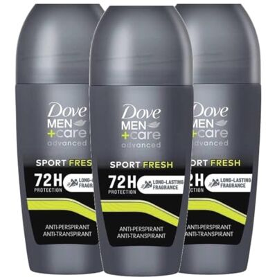 Dove Men+Care Deodorante Roll-On Sport Fresh, Antitraspirante 72h, Formula Idratante, Protezione Anti Odore e Sudore, 50 ml (3) Dove Men+Care Deodorante Roll-On Sport Fresh, Antitraspirante 72h, Formula Idratante, Protezione Anti Odore e Sudore, 50 ml (3)