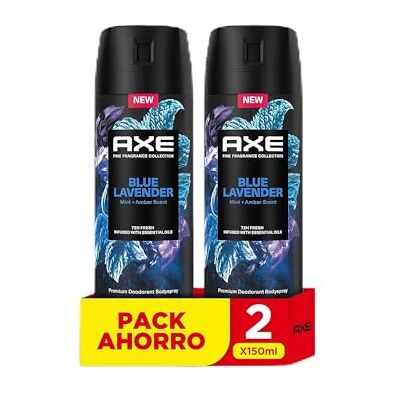 AXE Blue Lavender Deodorante spray da uomo, fragranza premium, 150 ml, confezione da 2 AXE Blue Lavender Deodorante spray da uomo, fragranza premium, 150 ml, confezione da 2