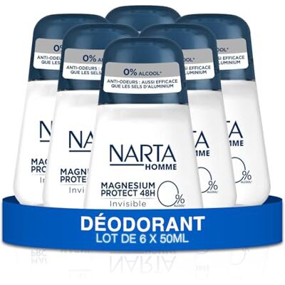 Narta Deodorante da uomo a sfera Magnesio Protect 48h invisibile e senza alcool confezione da 6 x 50 ml Narta Deodorante da uomo a sfera Magnesio Protect 48h invisibile e senza alcool confezione da 6 x 50 ml