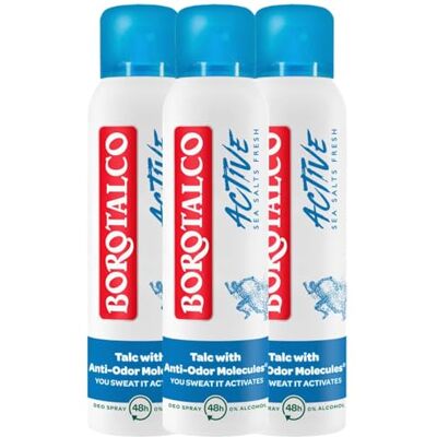 Borotalco Active Deodorante Uomo Anti-Odore Con Talco Al Profumo Di Sali Marini Spray 48H 150 Ml (3) Borotalco Active Deodorante Uomo Anti-Odore Con Talco Al Profumo Di Sali Marini Spray 48H 150 Ml (3)