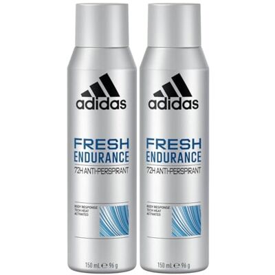 Adidas Fresh Endurance Deodorante Antitraspirante Spray, 150 ml, Protezione 72H, Tecnologia Heat Activated Body Response, Anti-Odore e Anti-Sudore, per Sport (2) Adidas Fresh Endurance Deodorante Antitraspirante Spray, 150 ml, Protezione 72H, Tecnologia Heat Activated Body Response, Anti-Odore e Anti-Sudore, per Sport (2)