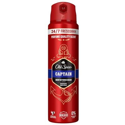 Old Spice Captain Deodorante spray da uomo, 150 ml, freschezza 24/7 con uso 4/7 ore di freschezza con uso quotidiano, profumo di lunga durata di qualità del profumo, invisibile su bianco e nero Old Spice Captain Deodorante spray da uomo, 150 ml, freschezza 24/7 con uso 4/7 ore di freschezza con uso quotidiano, profumo di lunga durata di qualità del profumo, invisibile su bianco e nero