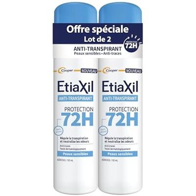 Etiaxil Deodorante anti-sudore Protezione 72h Aerosol Set di 2 Protezione contro il sudore e gli odori Pelle sensibile, senza alcool, antimacchia Dermatologicamente testato* Etiaxil Deodorante anti-sudore Protezione 72h Aerosol Set di 2 Protezione contro il sudore e gli odori Pelle sensibile, senza alcool, antimacchia Dermatologicamente testato*