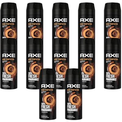 AXE Body spray Dark Temptation in set da 12, deodorante spray per il corpo, da uomo, da 12 x 150 ml, senza alluminio (12 prodotti) AXE Body spray Dark Temptation in set da 12, deodorante spray per il corpo, da uomo, da 12 x 150 ml, senza alluminio (12 prodotti)