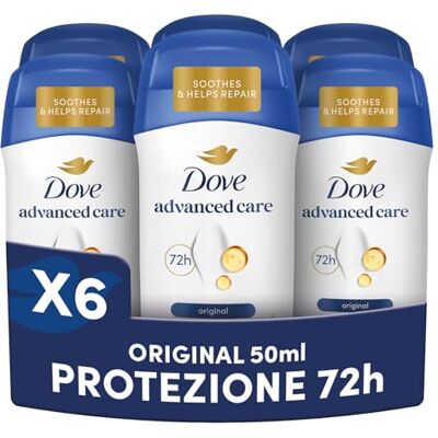 Dove Deodorante Stick Original, Deodorante Antitraspirante in Stick, Protezione Fino a 72 Ore, con Pro-Ceramide Technology e Ingredienti Idratanti, Deodorante Uomo e Donna, 6 Pezzi da 50ml Dove Deodorante Stick Original, Deodorante Antitraspirante in Stick, Protezione Fino a 72 Ore, con Pro-Ceramide Technology e Ingredienti Idratanti, Deodorante Uomo e Donna, 6 Pezzi da 50ml