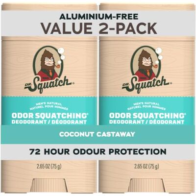 Dr. Squatch Deodorante Uomo Naturale Senza Alluminio (Confezione da 2) Deodorante stick con carbone e postbiotici, protezione odori 72h(Coconut Castaway) Dr. Squatch Deodorante Uomo Naturale Senza Alluminio (Confezione da 2) Deodorante stick con carbone e postbiotici, protezione odori 72h(Coconut Castaway)