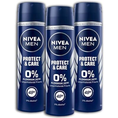 NIVEA Confezione da 3 deodorante spray da uomo Protect&Care Deorant, 3 x 150 ml NIVEA Confezione da 3 deodorante spray da uomo Protect&Care Deorant, 3 x 150 ml