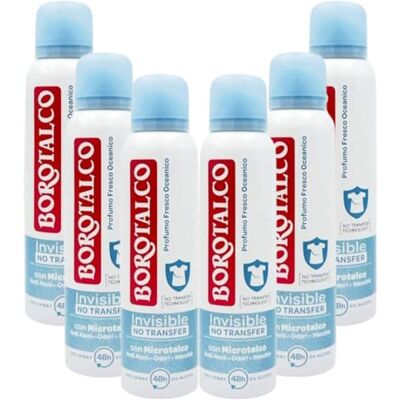 Borotalco Deodorante Spray Invisible Con Microtalco Al Profumo Fresco Oceanico 48H 150 Ml (6) Borotalco Deodorante Spray Invisible Con Microtalco Al Profumo Fresco Oceanico 48H 150 Ml (6)