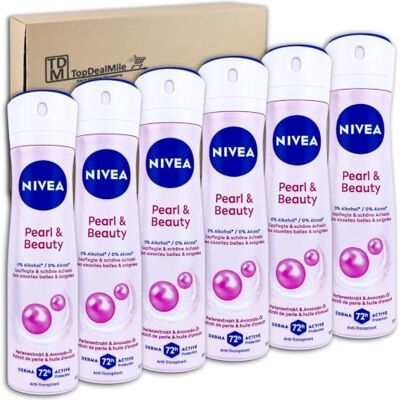 NIVEA TopDealMile, confezione scorta per deodorante spray Pearl & Beauty, antitraspirante, 6 x 150 ml NIVEA TopDealMile, confezione scorta per deodorante spray Pearl & Beauty, antitraspirante, 6 x 150 ml