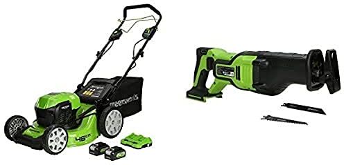 GreenWorks Tosaerba a Batteria GD24X2LM46SPK4X+Seghe ad Affondamento