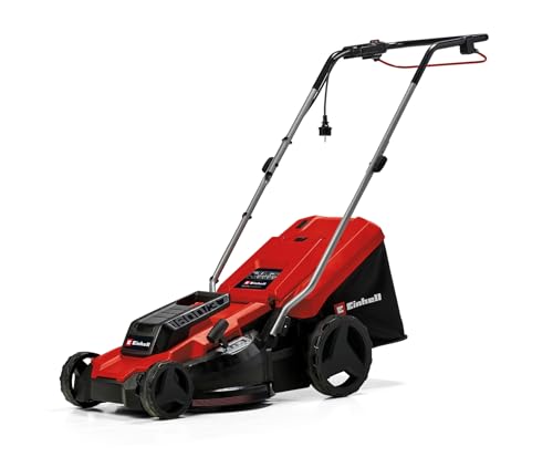 Einhell tosaerba elettrico GC-EM 1600/37 (1.600 W, larghezza di taglio 37 cm, fino a 700 m², cesto raccoglierba da 38 L, regolazione centrale dell'altezza di taglio da 20 a 60 mm)