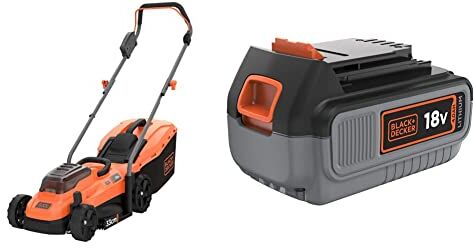 Black & Decker Tagliaerba a Batteria Litio Ampiezza taglio 33 cm, Capacità di raccolta 35 Litri & Batteria al Litio Compatibile con prodotti  18 V 4.0 Ah, BL4018-XJ