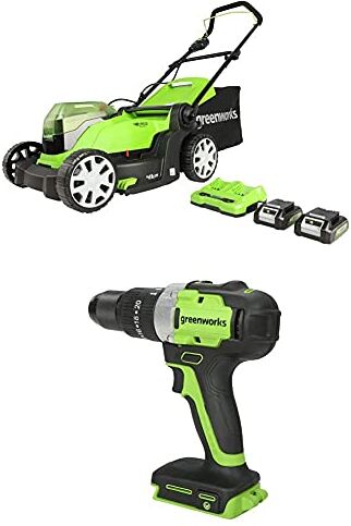 GreenWorks Tosaerba a Batteria G24X2LM412+Trapani a percussione