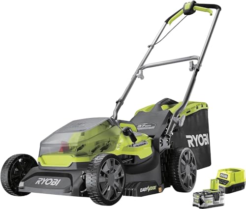 Ryobi RY18LMX37A-150, Tosaerba Brushless a Batteria 18V, Taglio 37 cm, Inclusa 1 Batteria 5.0 Ah + 1 Caricatore Rapido