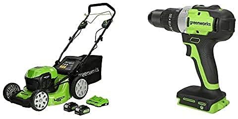 GreenWorks Tosaerba a Batteria GD24X2LM46SPK4X+Trapani a percussione