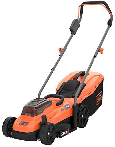 Black & Decker Tagliaerba a Batteria Litio Ampiezza taglio 33 cm, Capacità di raccolta 35 Litri, Impugnatura Ergonomica, 18 V,