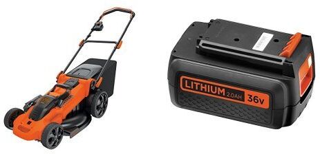 Black & Decker CLMA4820L2-QW Rasaerba con Doppia Batteria, al Litio, 36V, 2.0 Ah, Taglio 48 cm + BL20362-XJ Batteria al Litio, 36 V, 2.0 Ah