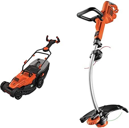 Black & Decker BEMW481ES-QS Tagliaerba Elettrico Ampiezza Taglio 42 Cm, Capacità Di Raccolta 50 Litri, Nero Arancione & ‎GL9035-QS Tagliabordi Elettrico Ampiezza Taglio 35 Cm