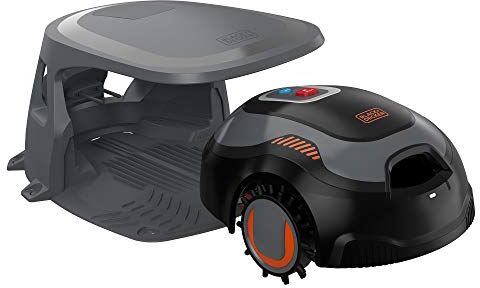 Black & Decker Robot Rasaerba per Superfici Fino a 700 m², 12V 4.3Ah con Pulitore del Piatto di Taglio e Postazione di Ricarica Coperta