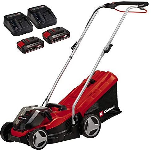 Einhell Tosaerba a batteria GE-CM 36/33 Li Kit Power X-Change (36 V, 33 cm larghezza di taglio, fino 250 m², 30 L sacco raccoglitore, incl. 2x 2,5 Ah batteries e 2x caricabatteriee)