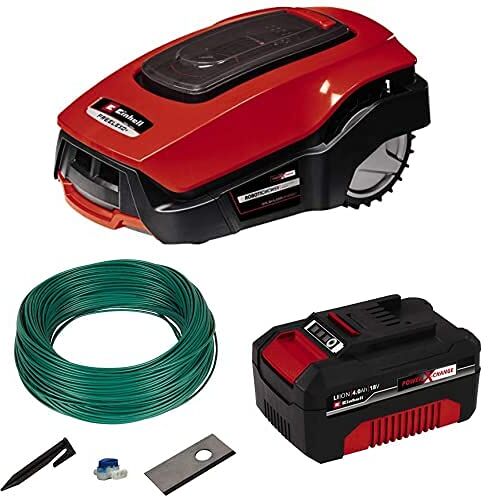 Einhell 3413950 Robot Taglia Erba a Batteria, Black/Red, Tosaerba + Accessorio Tosaerba Robotizzato, Kit di Cavi per 700 m² + Batteria Ricaricabile 4,0 Ah