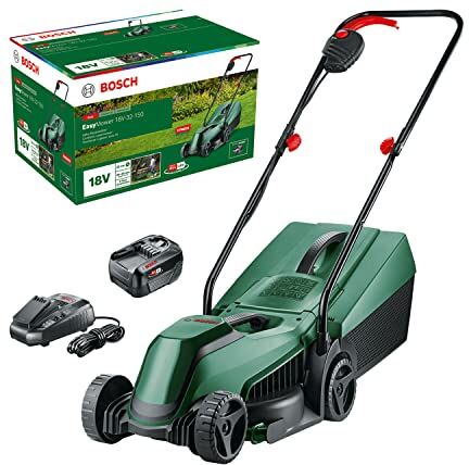 Bosch Rasaerba a batteria EasyMower 18V-32-150 (fino 100 m2 con una da 3,0 Ah; 18 Volt System; larghezza di taglio: 32 cm; caricabatteria e Ah)