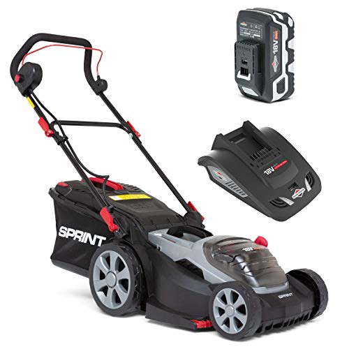 Briggs & Stratton Sprint 18V 370P18V Rasaerba a Batteria agli Ioni di Litio, Larghezza Taglio 37cm, Powered by , fino a 520 m2, Incluso 1 Batteria da 5Ah e Caricabatteria, Garanzia 5 Anni