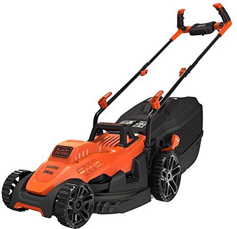 Black & Decker Tagliaerba Elettrico Ampiezza taglio 34 cm, Capacità di raccolta 35 Litri, Impugnatura Bike 1400 W, -QS